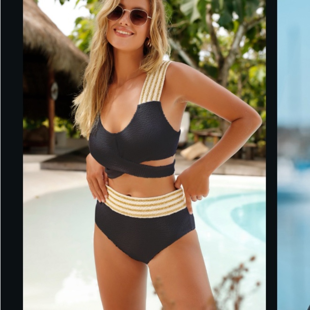 Elegant Black and Cream Women's Swimwear